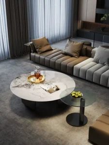 Contemporary Tempered Glass Coffee Table Solid Mango Wood Pedestal Base Minimalist Light Luxury Small Apartment Living Room Tea