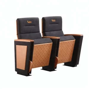 Contemporary Tip up Slow Return Wooden Auditorium Chair Tablet Solid Wood Concert