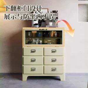 Contemporary White Metal Makeup Vanity 6 Drawer Padded Storage Organizer for Office