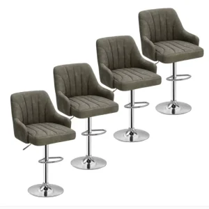Contemporary Wine Bar Metal Bar Chair With Chromed Base Counter Adjustable Height Bar Chairs