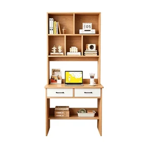 Contemporary Writing Desk with Storage Cabinet and Bookshelf Design Computer Workstation
