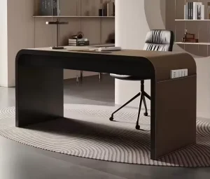 Contemporary Writing Workstation Full Surround Arc Stainless Steel Structure Wear Resistant Multi Functional Computer Desk