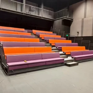 Continuous Row Telescopic Bleacher Bench Full Padded Stadium Seating Folding Grandstand Chair For Gymnasium Sports Arena