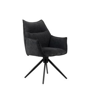 Contoured Lounge Armchair with Swivel Metal Base