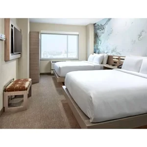 Contract Grade Modern Solid Oak Hotel Bedroom Apartment Furniture Set Eco Friendly Strong Durable Minimalist Design Commercial
