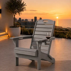 Contract Grade Polyethylene Waterproof Adirondack Chair Outdoor Garden Dining Chair for Hotel Poolside Restaurant Patio