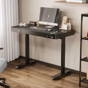 Convertible Black Modern Metal Office Computer Desk with Compact Laptop Function for Home Office Use