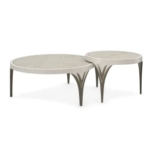 Convertible Coffee Table Set Hand Carved Solid Wood Nesting Tables Large Small Circular Side Tables for French Style
