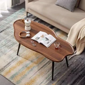 Convertible Wooden Smart Coffee Table with Metal Legs Modern Design for Living Room Office Use