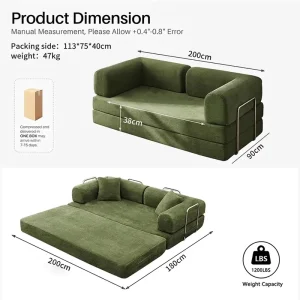 Corduroy 5 in 1 Convertible Sleeper Modular Compressed Sofa Bed Sectional Vacuum in Box Couch Living Room Sofas