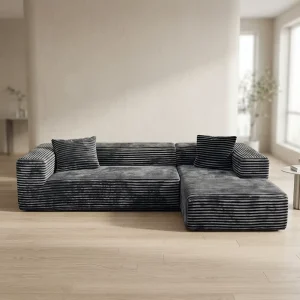 Corduroy Fabric L-Shape Modular Sectional Couch with Memory Foam for Villa Hotel Workshop