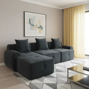 Corduroy Fabric Sponge Filled Durable Modern Modular Sectional Sofa Set for Living Room Office Hotel
