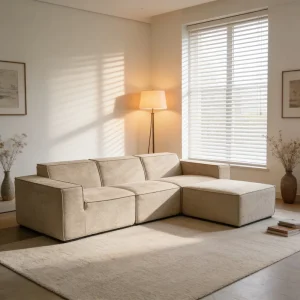 Corduroy Upholstered Compressed Sofa Vacuum Sealed Modular L shaped Ottoman Set Easy Assembly Reclining Office Lounger School