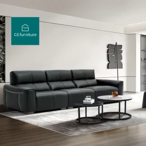 Corner Sectional Sofa with Genuine Leather Adjustable Features Sturdy Metal Frame for Living Room and Hotel Use