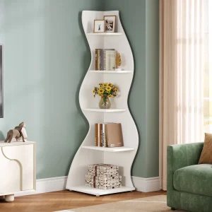 Corner Shelf Modern 5 Tier Wall Corner Bookshelf Stylish Corner Small Bookcase Storage Rack Plant Stand