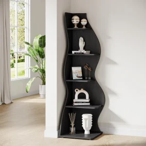 Corner Shelf Modern 5 Tier Wall Corner Bookshelf Stylish Corner Small Bookcase Storage Rack With Unique Shape For Home Office