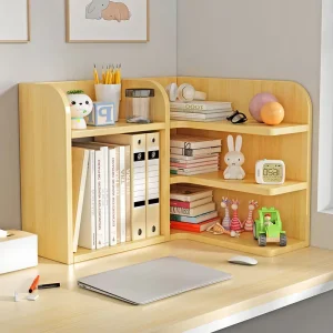Corner Wood Display Shelves Multi-functional Wooden Stationery Desktop Organizer Rack Customized