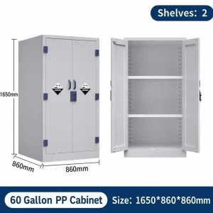 Corrosive Resistant 45 Gallon PP Safety Cabinet Laboratory Furniture Acid Base Chemical Storage with 2 Shelves