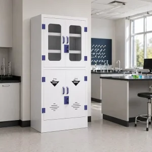 Corrosive Resistant Grey PP 4 Door Safety Cabinet for Hospital Laboratory Furniture Acid Base Storage