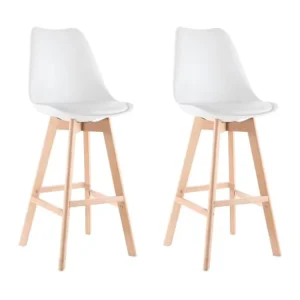 Counter Height Tall Bar Chairs Wooden Bar Chair Modern White Nordic Chair for Coffee Bar