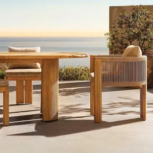 Courtyard Garden Outdoor Teak Tables and Chairs Villa Patio Waterproof Wooden Furniture Resorts Restaurant Leisure Long Table