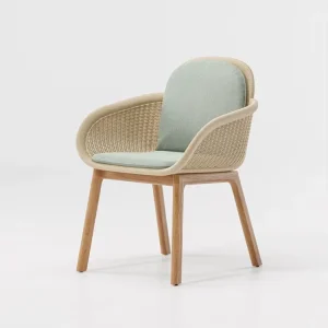 Courtyard Outdoor Dining Chair Restaurant Patio Furniture Villa Hotel PE Rattan Teak Chair