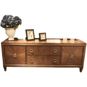 Craftsman Light Luxury Solid Wood TV Coffee Table Set Custom Storage Cabinet for Apartment Living Room