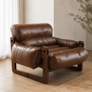 Cream Beige Single Sofa Chair Customizable OEM ODM Mid Century Modern Armchair with Solid Wood Legs for Living Room Bedroom