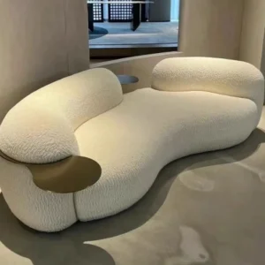 Cream Casual Pea Sofa Solid Wood Modern Cooling Park Workshop Living Room Hotel Lobby Waiting Sofa