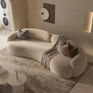 Cream Colored Curved Sectional Sofa Sponge for Mall Office Home Furniture Bedroom Furniture Set