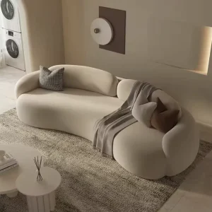 Cream Curved Sectional Sofa Sponge Commercial Seating for Mall Guesthouse Office Store Comfort Sofa