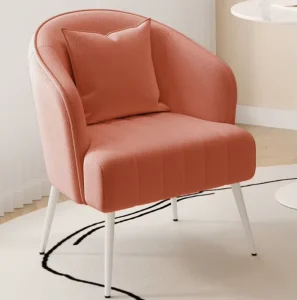 Cream Sherpa Minimalist Leisure Chair with Metal Legs Soft Durable for Living Room Bedroom Hotel Use