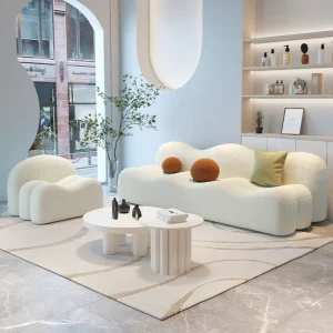 Cream Style Irregular Designer Sofa Curved Lounge Small Living Room Beauty Salon Clothing Store Reception Commercial Furniture
