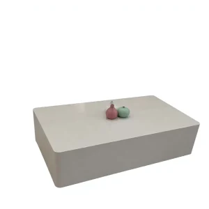 Cream Style Modern Minimalist Pure White High Gloss Wooden Panel Multi functional Coffee Table Rectangular Living Room
