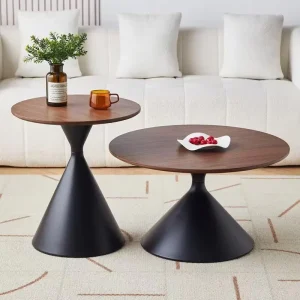 Cream Style Solid Wood Coffee Table Home Minimalist Living Room Small Apartment Round Movable Side Table