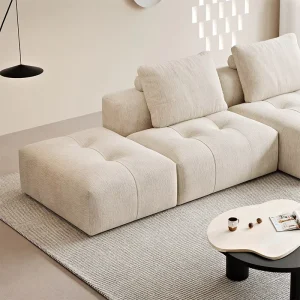 Cream Style Wide Seat Cloud Couches Villa Modern L Shaped Sofa for Home Elegant High End Designer Soft Fabric L Shape Sofa Set