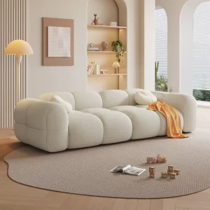 Cream Upholstered Sectional Sofa for Hotel and Villa Use Light Luxury Design Apartment Friendly Modern Comfort