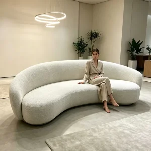 Cream colored Curved Sofa Modern Minimalist Sofa Living Room
