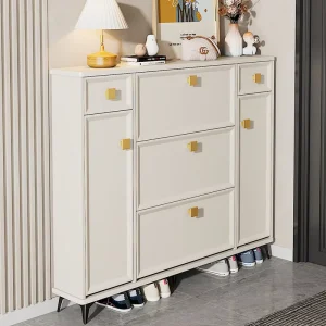 Cream style Ultra thin Flip top Shoe Cabinet Modern And Simple Storage Entrance For Home Use Rack