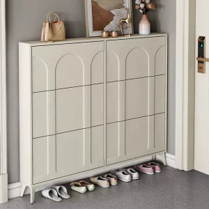 Cream style Ultra thin Light Luxury Shoe Cabinet Household Door Entrance Foyer Small sized Apartment Storage Rack