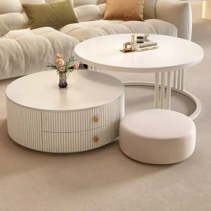 Cream style Wood Modern Coffee Table New Model Light Luxury High end Home Furniture Suitable Living Room Extendable Storage