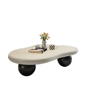 Creamy Cloud shaped Coffee Table Irregular shaped Nordic style High end Home Furniture Chic Black and white Color Scheme Modern