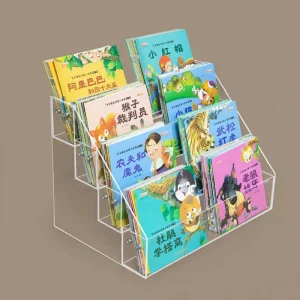 Creative Acrylic Transparent Book Display Stand for Books Children Magazines Desktop Organizer for Home Office Shopping Rack