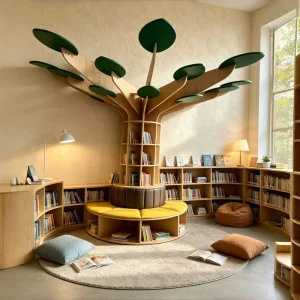 Creative Bookshelf Bookcase Tree Shaped Floor Decoration for Kindergarten Library Daycare Center Preschool Furniture