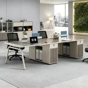 Creative Commercial Simple Modern Four person Double Workstation Office Desk PVC Material Staff Booth
