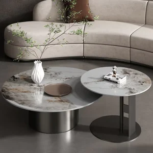 Creative Design Coffee Table Set Stainless Steel Round Coffee Tables and Corner Table