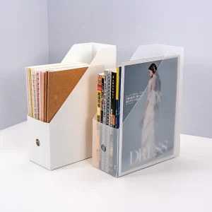 Creative Desk Organizer Rack Desktop Office Supplies Vertical Handle File Folder Magazine Books Plastic Storage Boxes