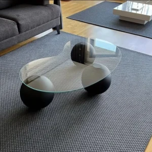 Creative Durable Tempered Glass Coffee Table Simple Modern Cream Style Easy Clean Living Room Furniture