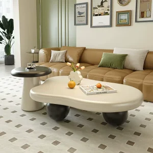 Creative French Style Light Luxury Cloud Coffee Table Spherical Design MDF Fiberboard Modern Simple Minimalist Small Apartment