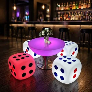Creative LED Plastic Bar Furniture Set with Modern Design Outdoor Round Table and High-leg Chairs